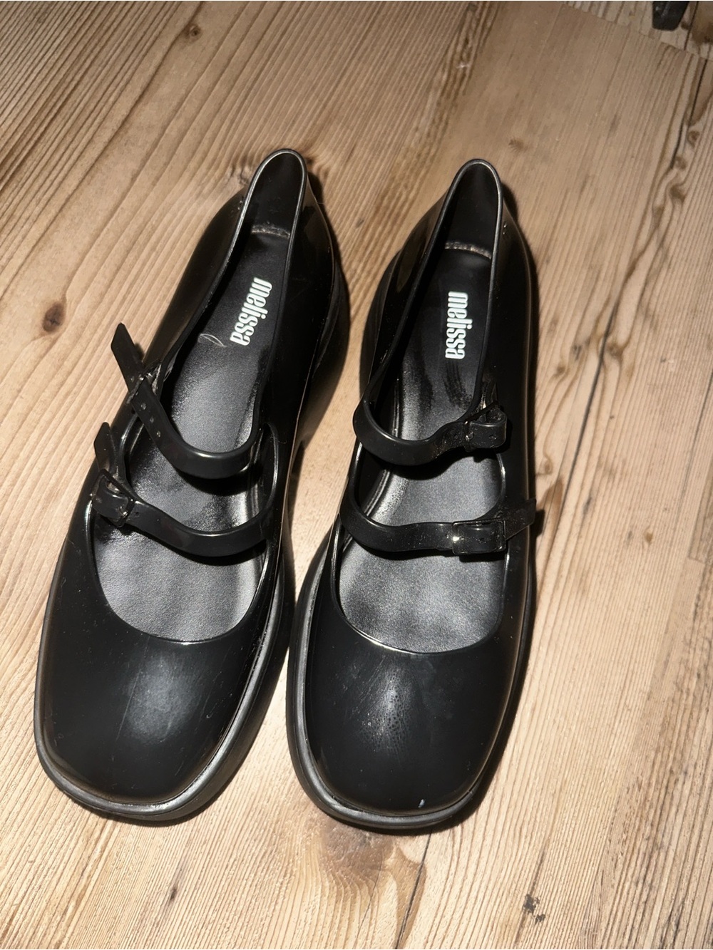 Melissa Farah Black Double-Strap Mary Jane Flats